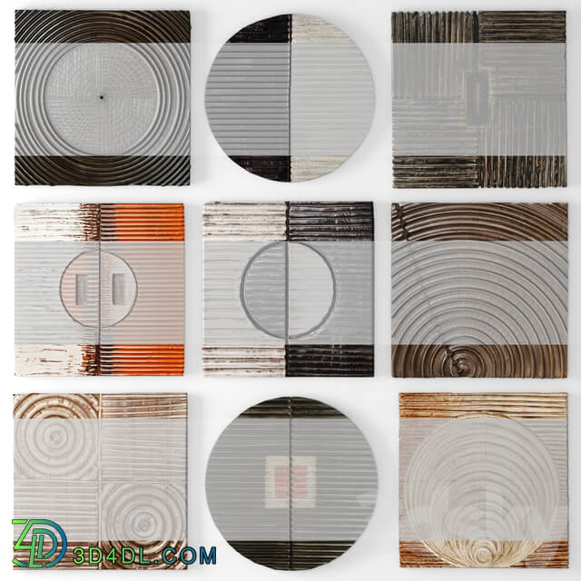Wood Wall Sculpture by Kipley Meyer picture wooden picture wall decor wood carving abstraction set circle carved wall decor eco design 3D Models