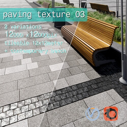 Paving granite plates HR street furniture 03 3D Models 