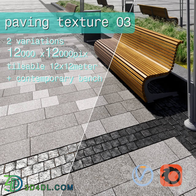 Paving granite plates HR street furniture 03 3D Models