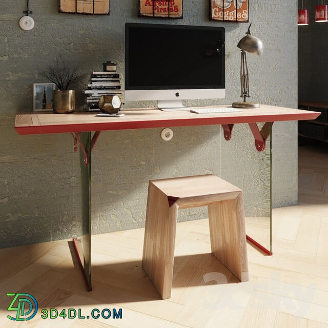 Table _ Chair - _OM_ Ecocomb desk and stool from Bragindesign