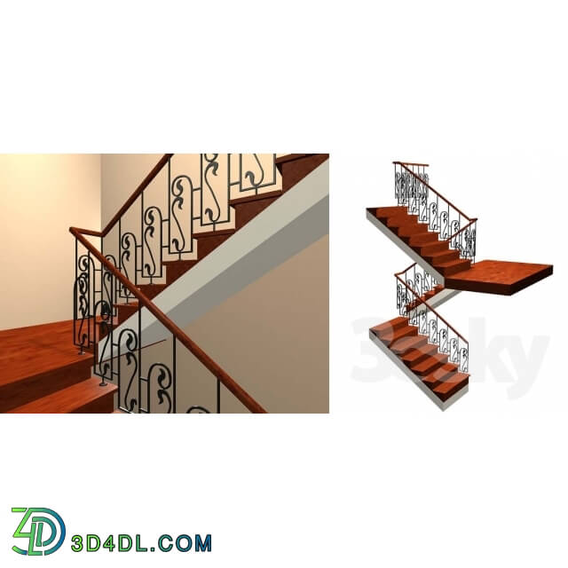 Staircase - Staircase with forged handrail