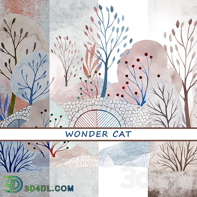 Designer wallpaper WONDER CAT pack 2 3D Models