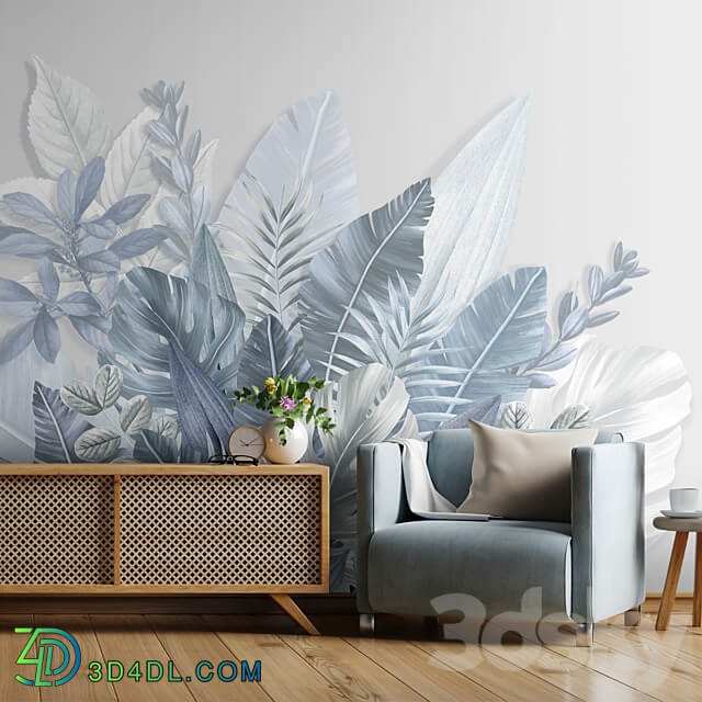 Wallpapers Leaves Designer wallpapers Panels Photowall paper Fresco 3D Models