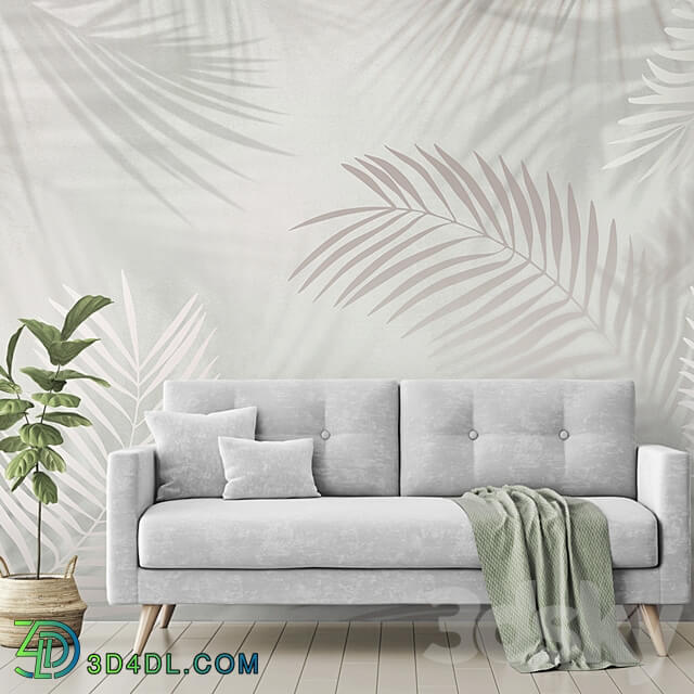 Creativille wallpapers 4213 Palm Leaves Shadows 3D Models