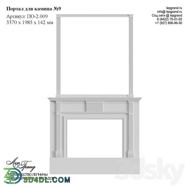 Decorative fireplace No. 9 lepgrand.ru Decorative plaster 3D Models