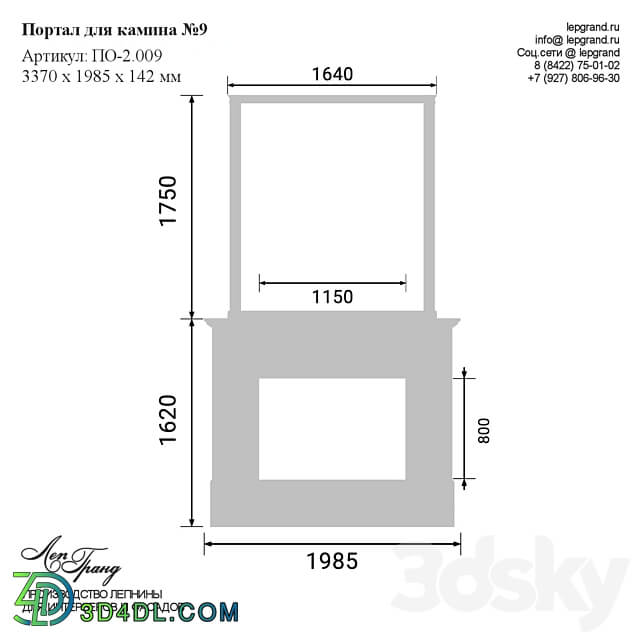 Decorative fireplace No. 9 lepgrand.ru Decorative plaster 3D Models