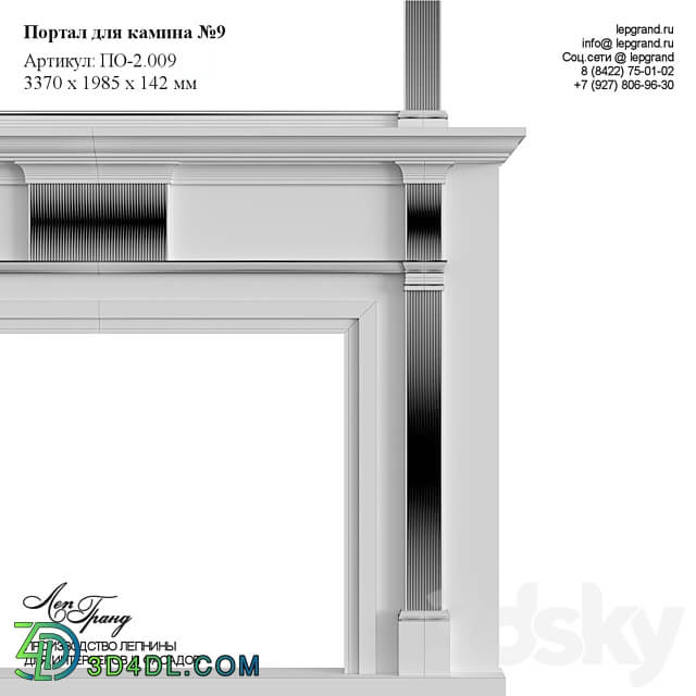 Decorative fireplace No. 9 lepgrand.ru Decorative plaster 3D Models