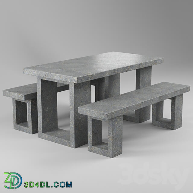 Concrete furniture set Concretika Free 3D Models