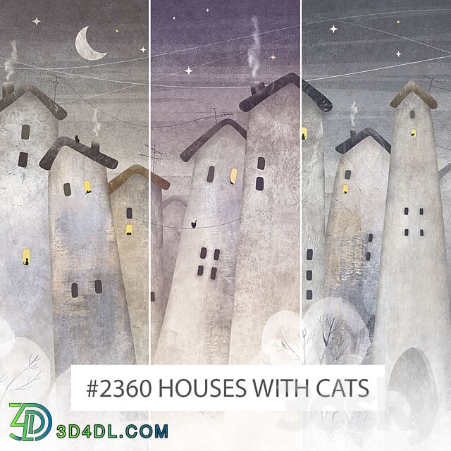 Creativille wallpapers 2360 Houses with Cats 3D Models