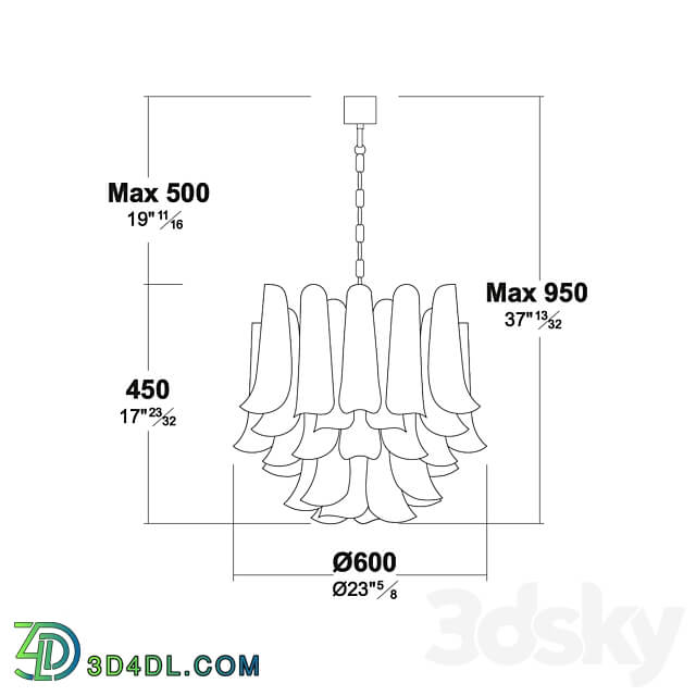 Chandelier Patrizia Volpato Petali 8007 75 Pendant light 3D Models