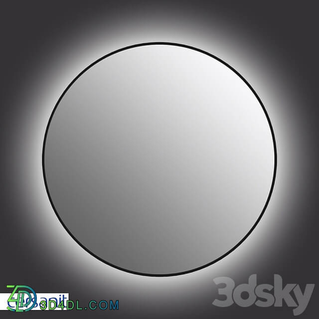 Mirror Cersanit ECLIPSE smart 80x80 with light round in black frame A64147