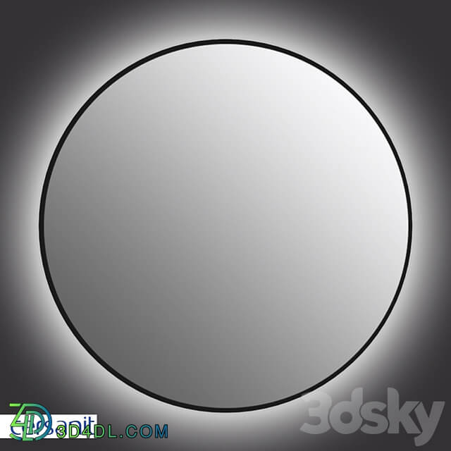 Mirror Cersanit ECLIPSE smart 90x90 with light round in black frame A64148