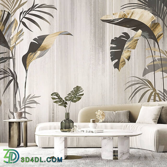 Creativille wallpapers 4250 Tropical Leaves 3D Models