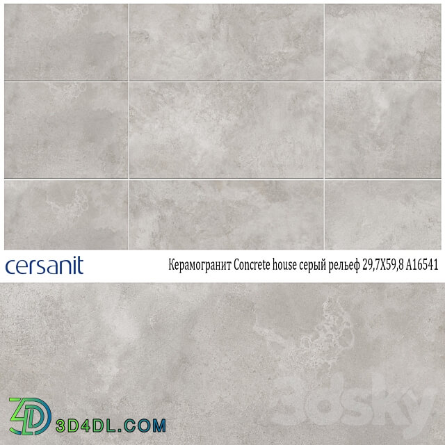 Porcelain tile CERSANIT Concrete house gray relief 29 7X59 8 A16541 3D Models