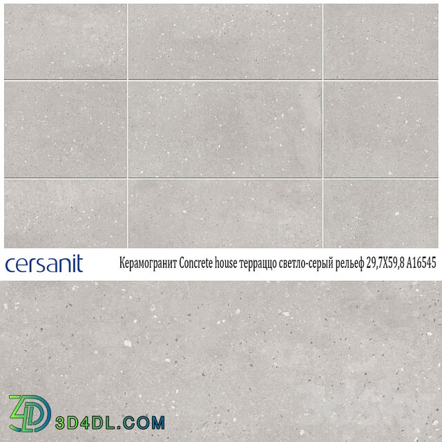 Porcelain tile CERSANIT Concrete house terrazzo light gray relief 29,7X59,8 A16545