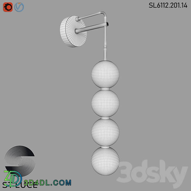 SL6112.201.14 Wall sconce ST Luce Gold Milk White OM 3D Models