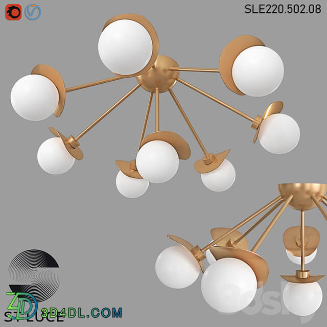 SLE220502 08 Ceiling chandelier Golden/White OM
