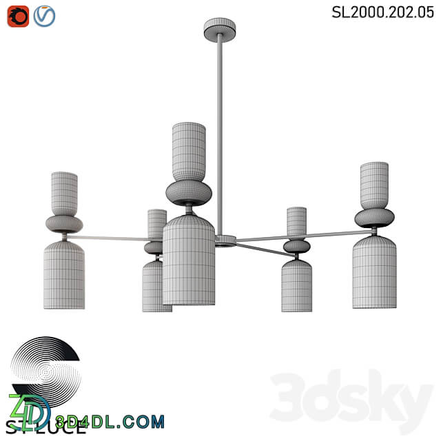SL2000.202.05 Ceiling chandelier ST Luce Golden Smoky OM Ceiling lamp 3D Models