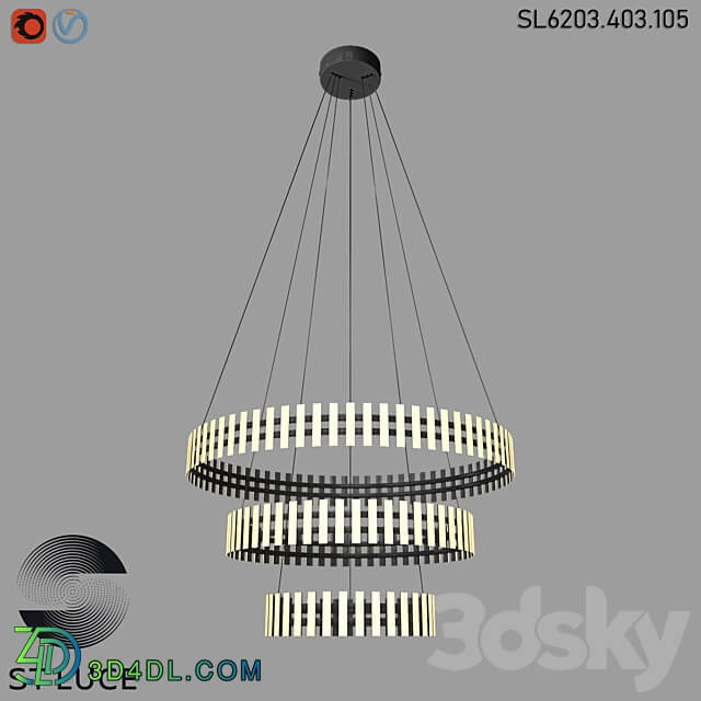 SL6203.403.105 Pendant chandelier ST Luce Black White LED OM Pendant light 3D Models