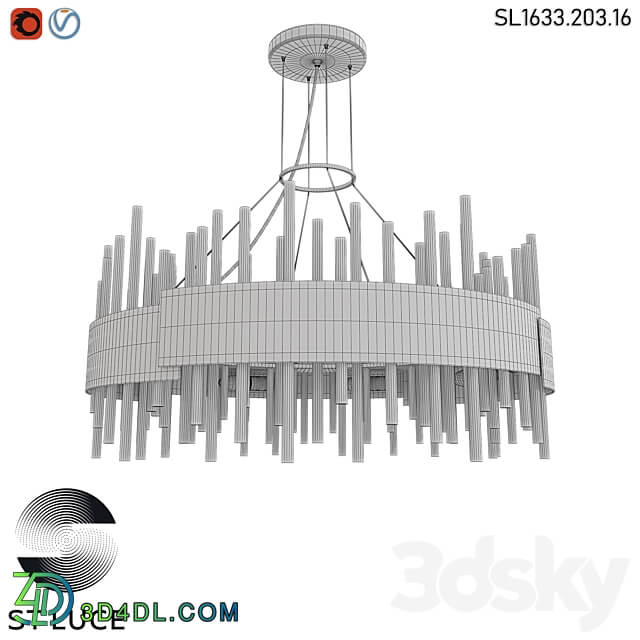 SL1633.203.16 Pendant chandelier ST Luce Matt gold Transparent OM Pendant light 3D Models