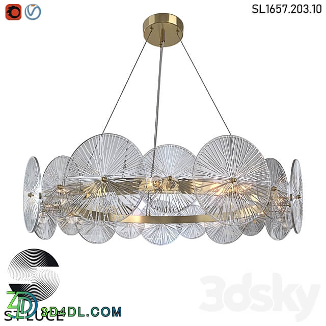 SL1657.203.10 Pendant chandelier ST Luce Golden Transparent OM Pendant light 3D Models