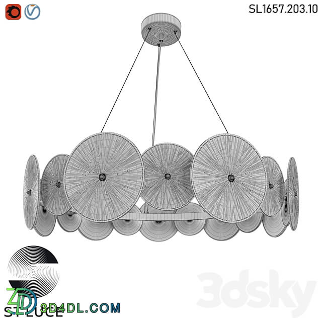 SL1657.203.10 Pendant chandelier ST Luce Golden Transparent OM Pendant light 3D Models