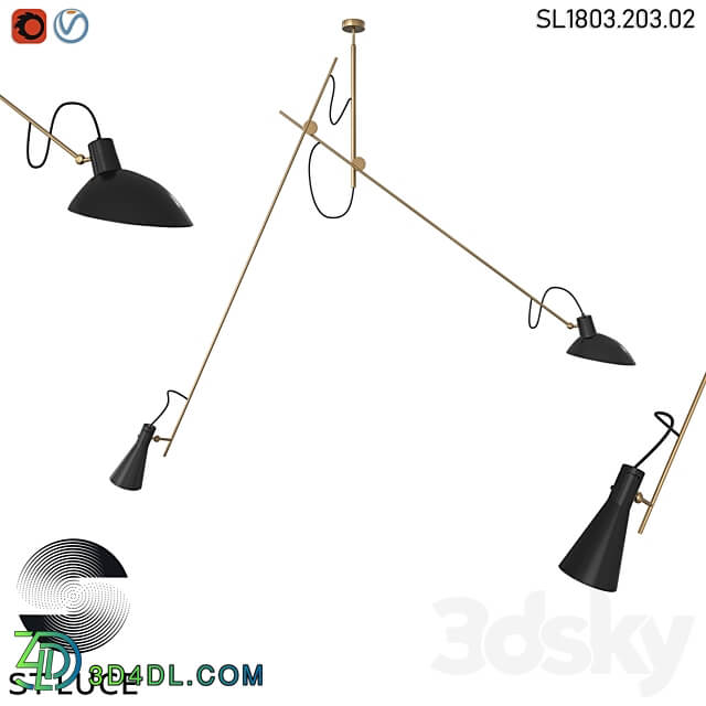 SL1803.203.02 Pendant lamp ST Luce Black Gold OM Pendant light 3D Models