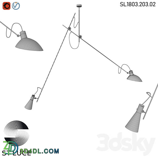 SL1803.203.02 Pendant lamp ST Luce Black Gold OM Pendant light 3D Models