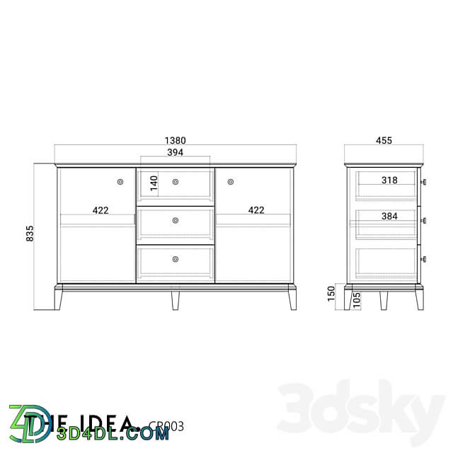 OM THE IDEA chest of drawers CRYSTAL 003 Sideboard Chest of drawer 3D Models