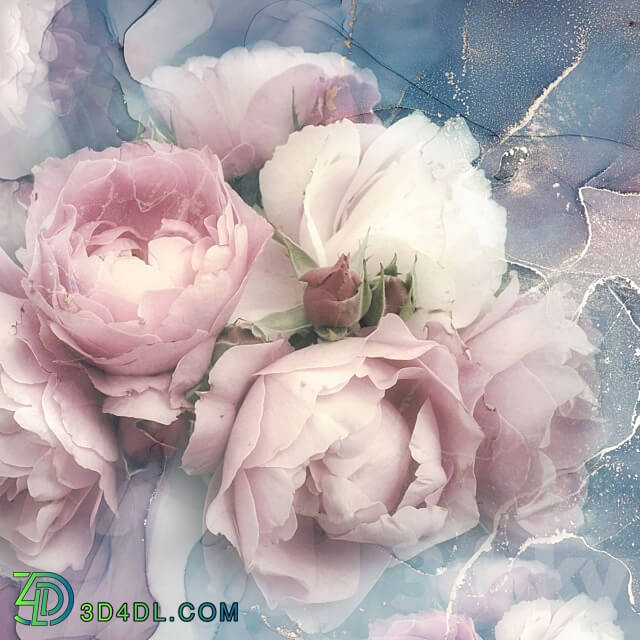 Wallpaper. Collection Luxurious flowers 3D Models