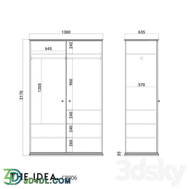 OM THE IDEA cupboard CRYSTAL 006 Wardrobe Display cabinets 3D Models