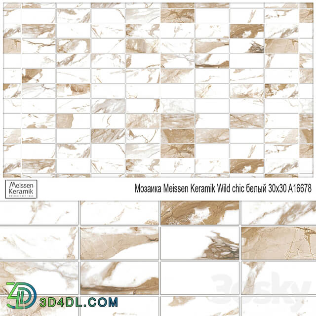 Mosaic Meissen Keramik Wild chic white 30x30 A16678