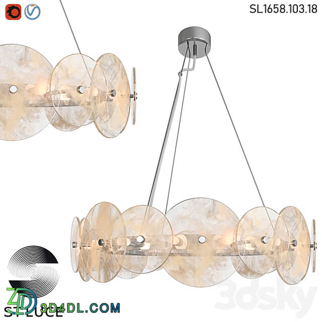 SL1658.103.18 Pendant chandelier ST Luce Chrome/Transparent White OM