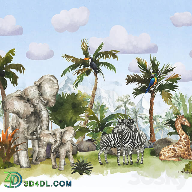 Wallpaper. Collection Children's tropicalia