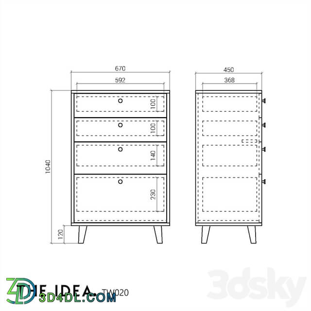 OM THE IDEA high chest of drawers TWIN 020