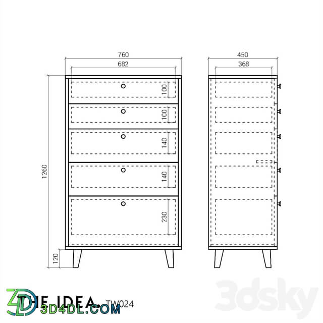 OM THE IDEA high chest of drawers TWIN 024