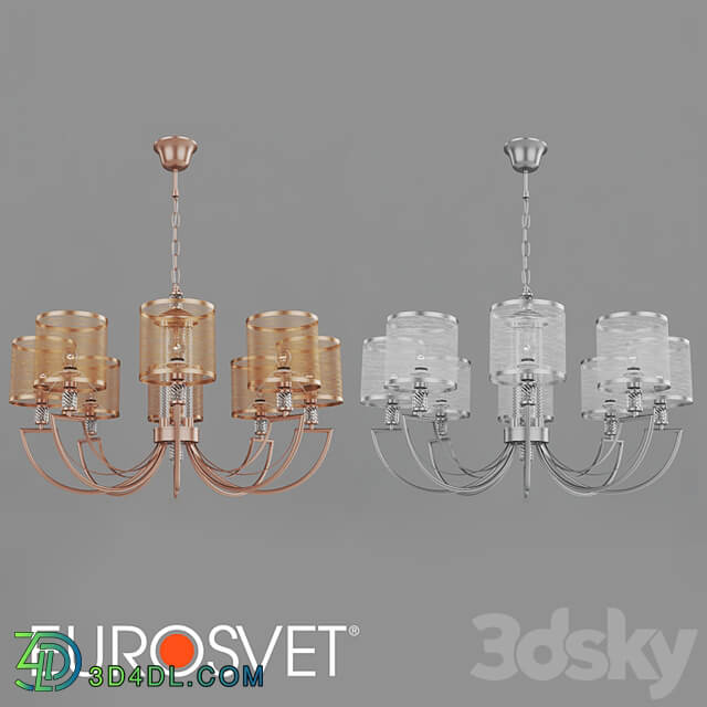 OM Pendant chandelier with lampshades Eurosvet 60099/8 Licata