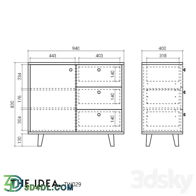 OM THE IDEA chest of drawers TWIN 029