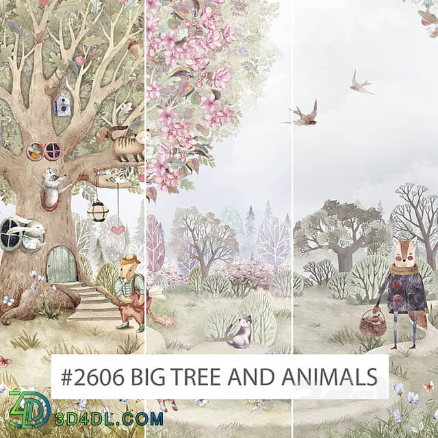 Creativille | wallpapers | 2606 Big tree and animals