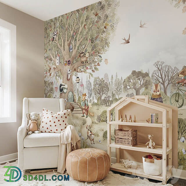 Creativille | wallpapers | 2606 Big tree and animals