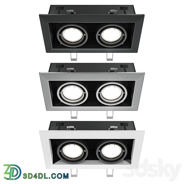 Recessed luminaire Metal Modern DL008 2 02 B; DL008 2 02 S; DL008 2 02 W