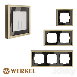OM Metal frames for sockets and switches Werkel Baguette series (black/brass) 