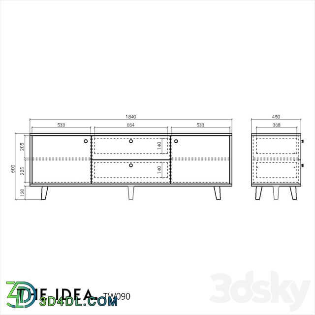 OM THE IDEA TV bench TWIN 090