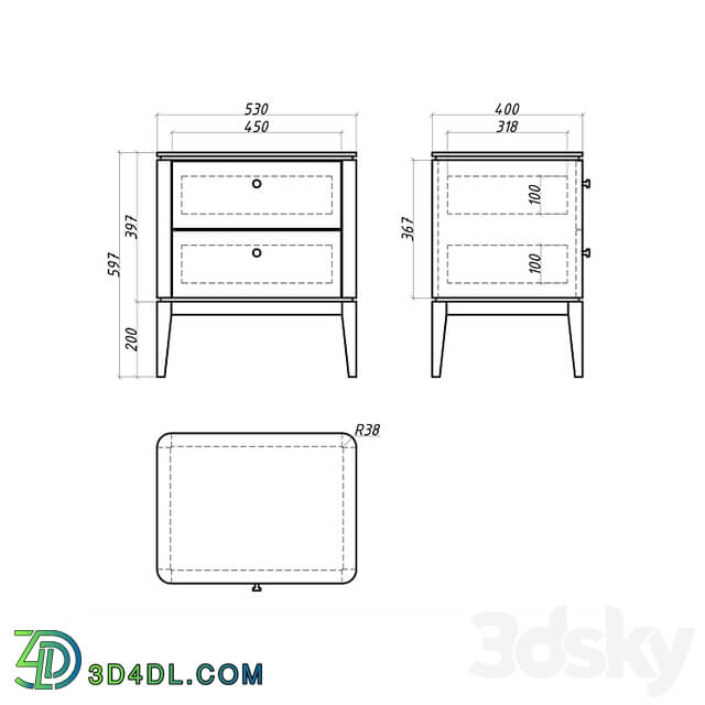 OM Mister Room Bedside table MILANO MN 01 03