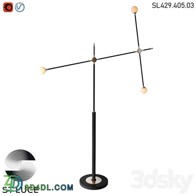 SL429.405.03 Floor lamp ST Luce Black, Gold/White OM