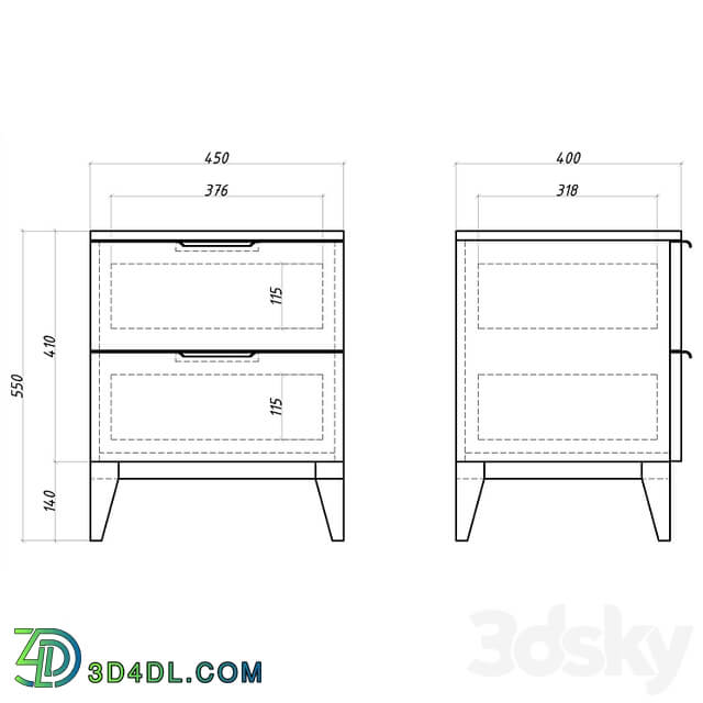 OM Mister Room Bedside Table DIAMOND WOOD DMW16