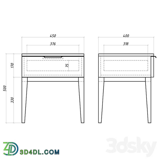 OM Mister Room Bedside Table DIAMOND WOOD DMW31