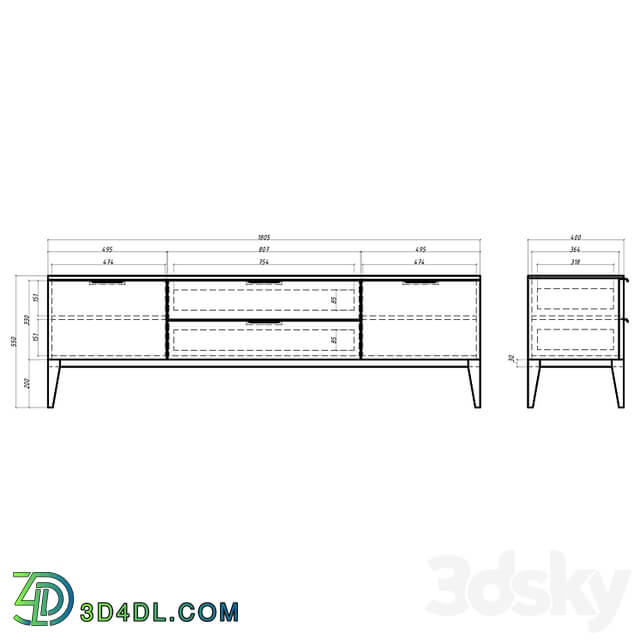 OM Mister Room TV bench DIAMOND WOOD DMW04