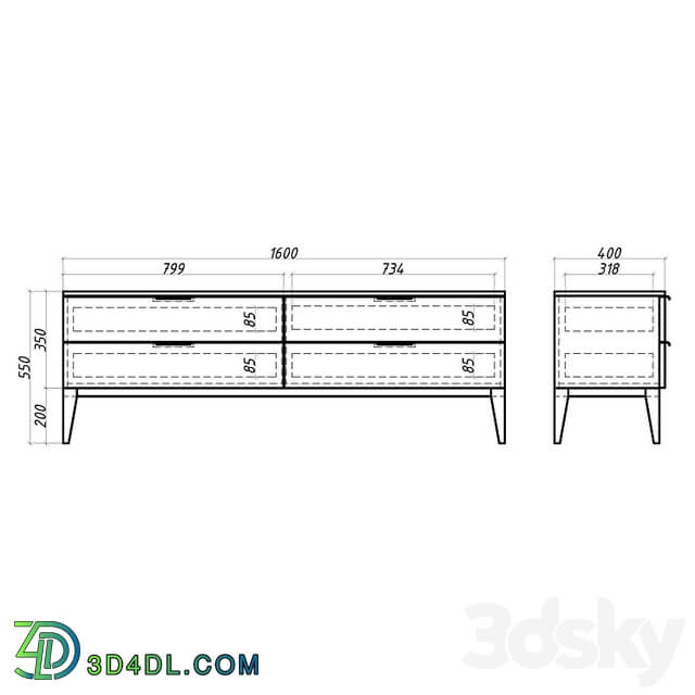 OM Mister Room TV bench DIAMOND WOOD DMW25