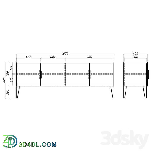 OM Mister Room TV bench DIAMOND WOOD DMW27